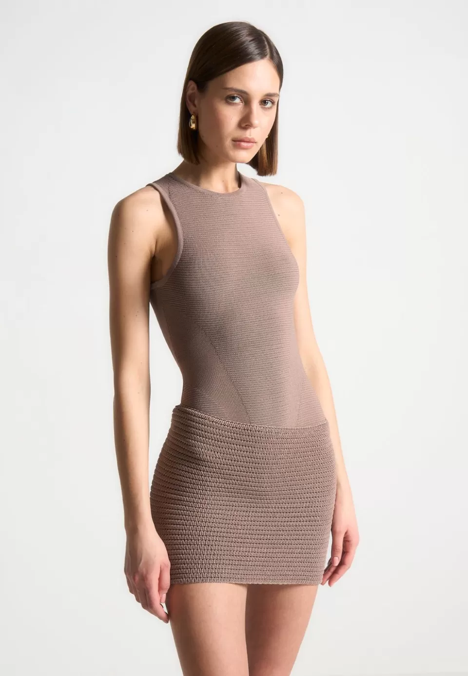 Manière De Voir Asymmetric Knit Mini Dress>Woman Dresses