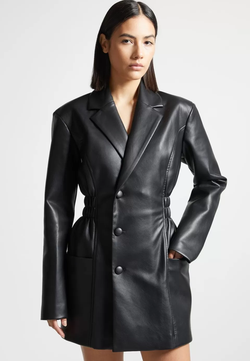 Manière De Voir Double Breasted Vegan Leather Blazer Dress>Woman Dresses