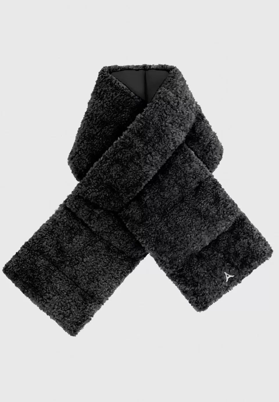 Manière De Voir Eiffel Plush Mittens And Vegan Leather And Plush Puffer Scarf Set - Bl>Woman Gloves