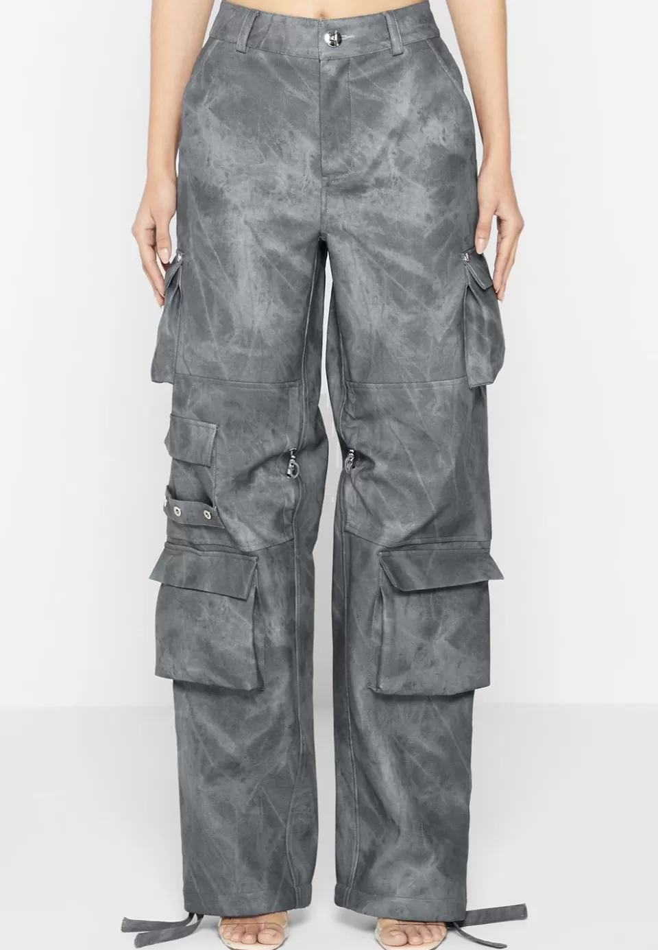 Manière De Voir High Waisted Vintage Marble Leather Cargo Pants - Washed>Woman Matching Sets