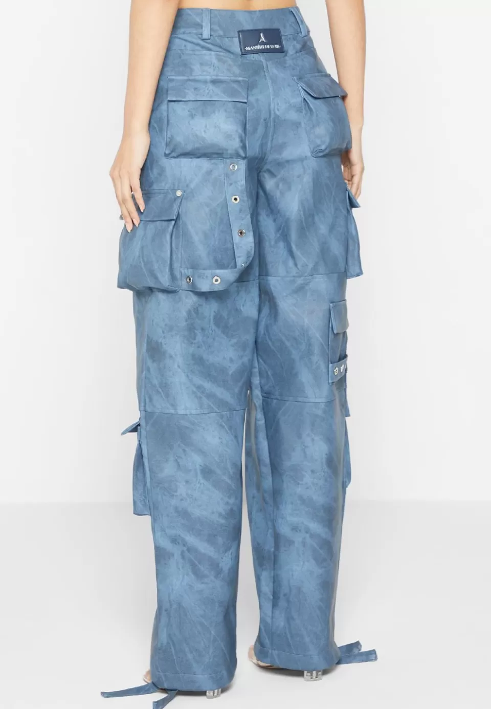 Manière De Voir High Waisted Vintage Marble Leather Cargo Pants - Washed>Woman Cargo Pants & Joggers