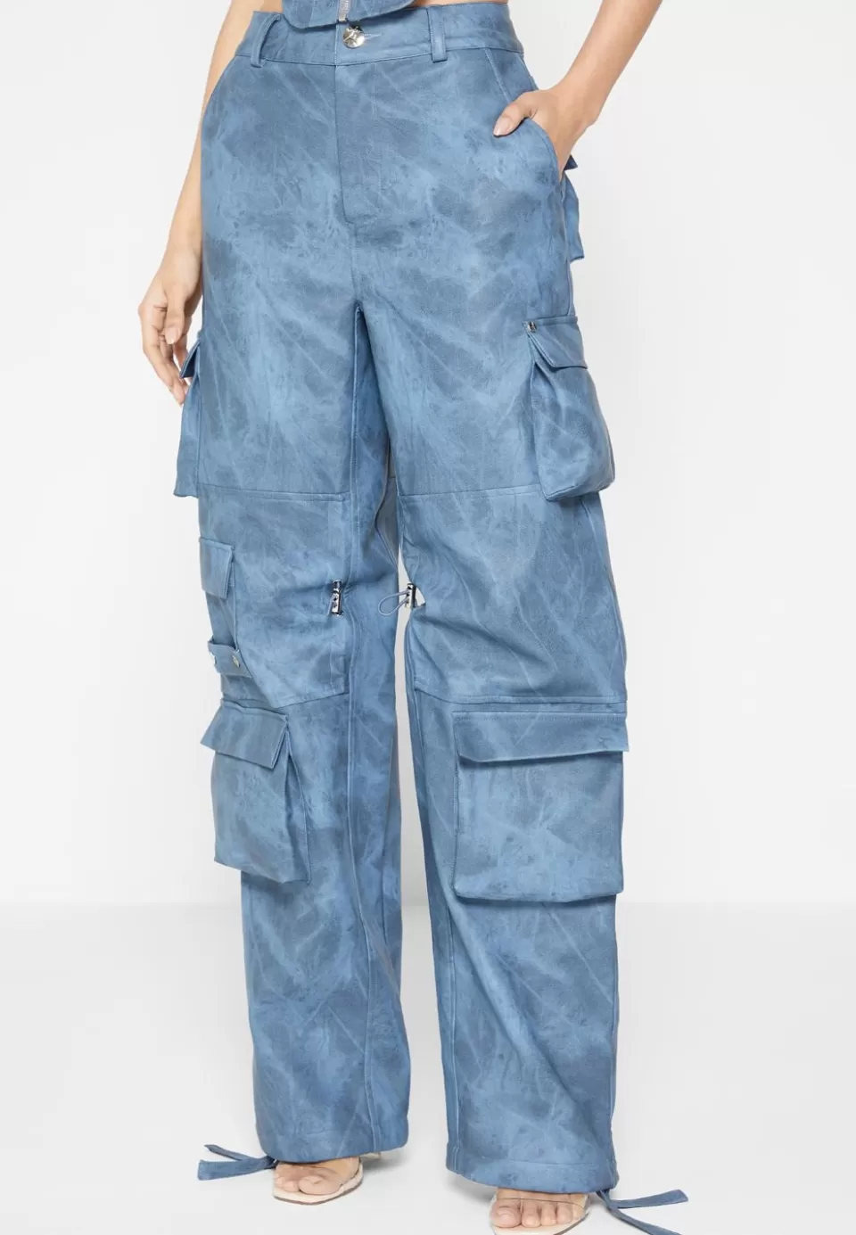 Manière De Voir High Waisted Vintage Marble Leather Cargo Pants - Washed>Woman Cargo Pants & Joggers