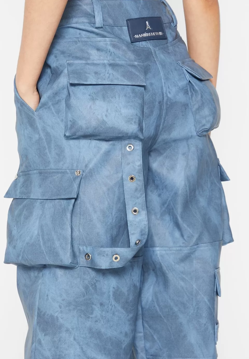 Manière De Voir High Waisted Vintage Marble Leather Cargo Pants - Washed>Woman Cargo Pants & Joggers