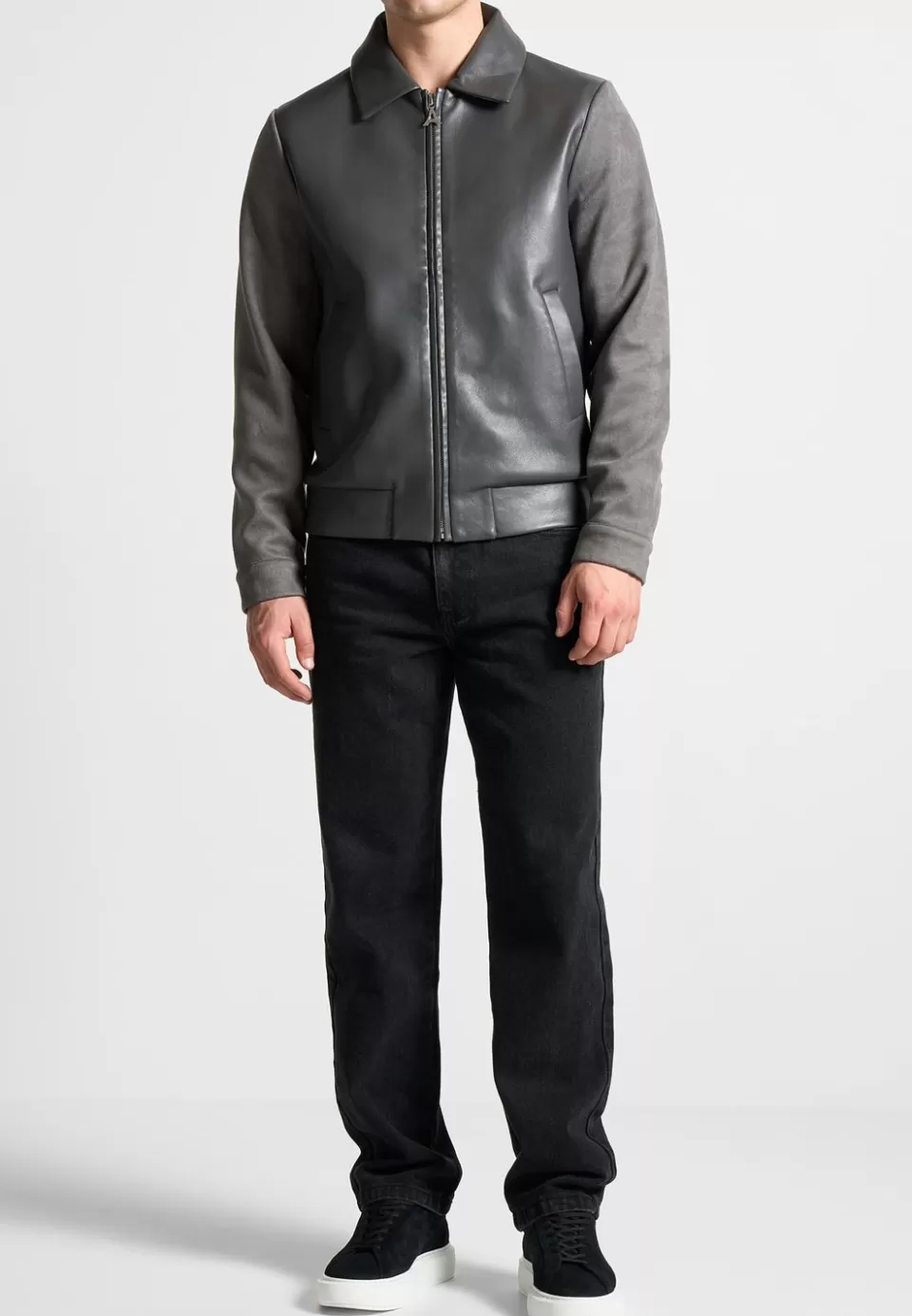 Manière De Voir Vegan Leather & Suede Jacket - Grey>Man Jackets