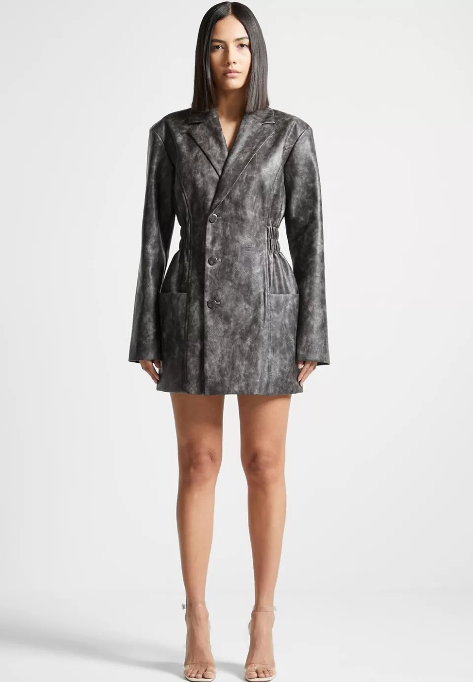 Manière De Voir Vintage Double Breasted Vegan Leather Blazer Dress>Woman Dresses