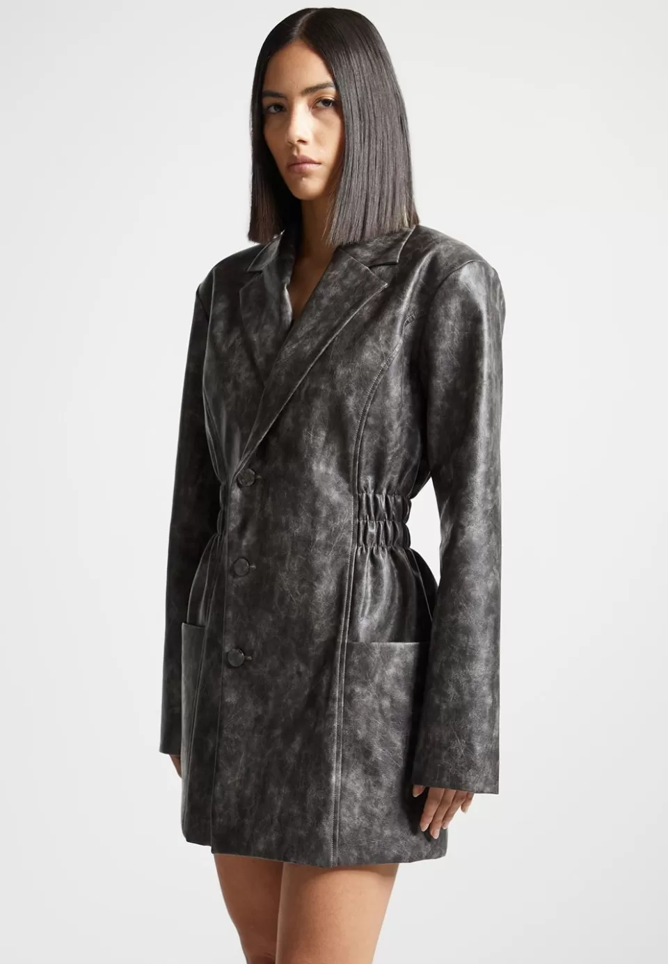 Manière De Voir Vintage Double Breasted Vegan Leather Blazer Dress>Woman Dresses