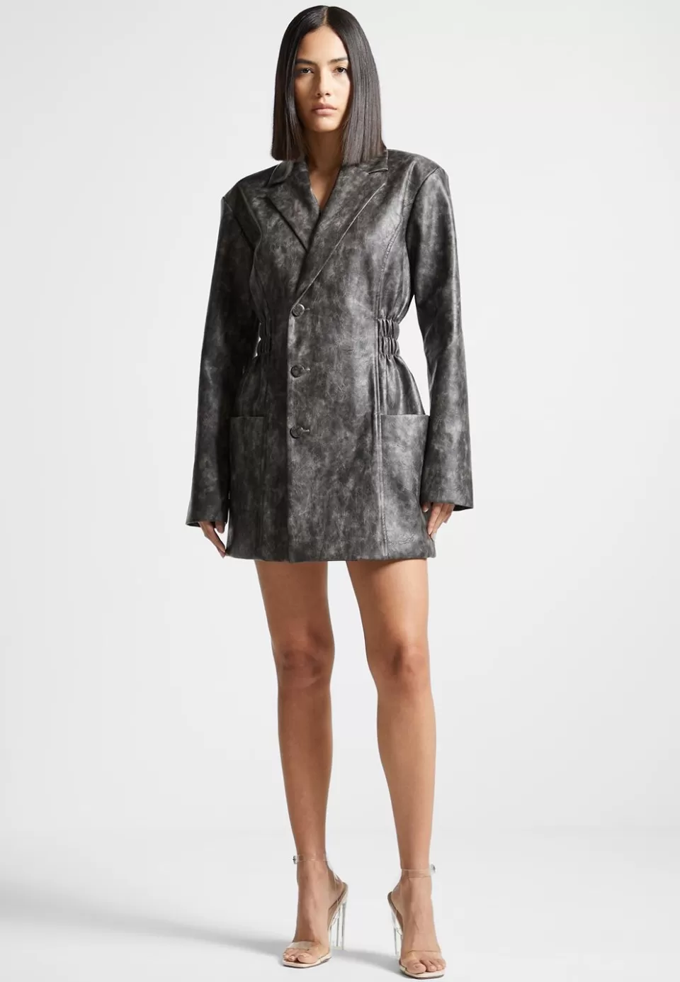 Manière De Voir Vintage Double Breasted Vegan Leather Blazer Dress>Woman Dresses