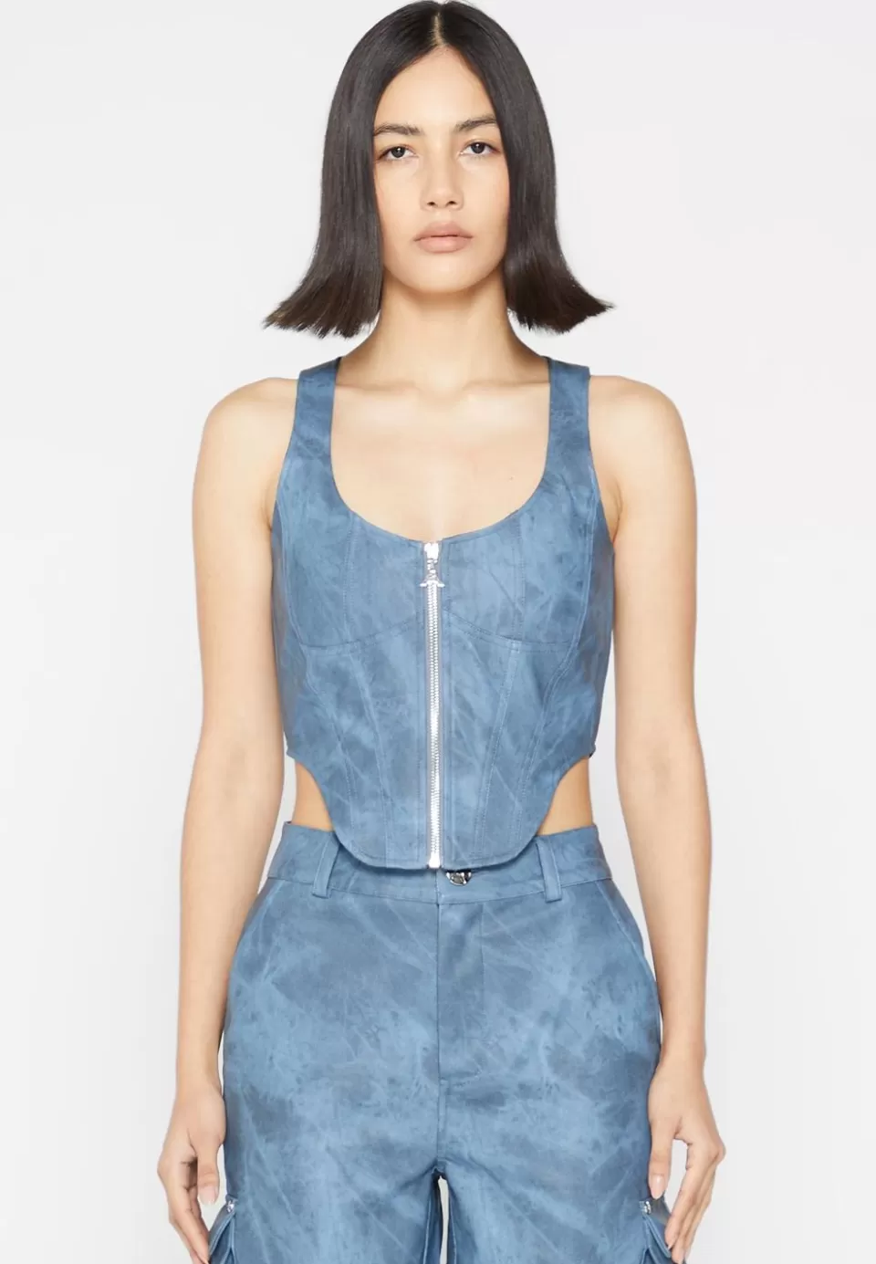 Manière De Voir Vintage Marble Leather Corset Top - Washed>Woman Matching Sets