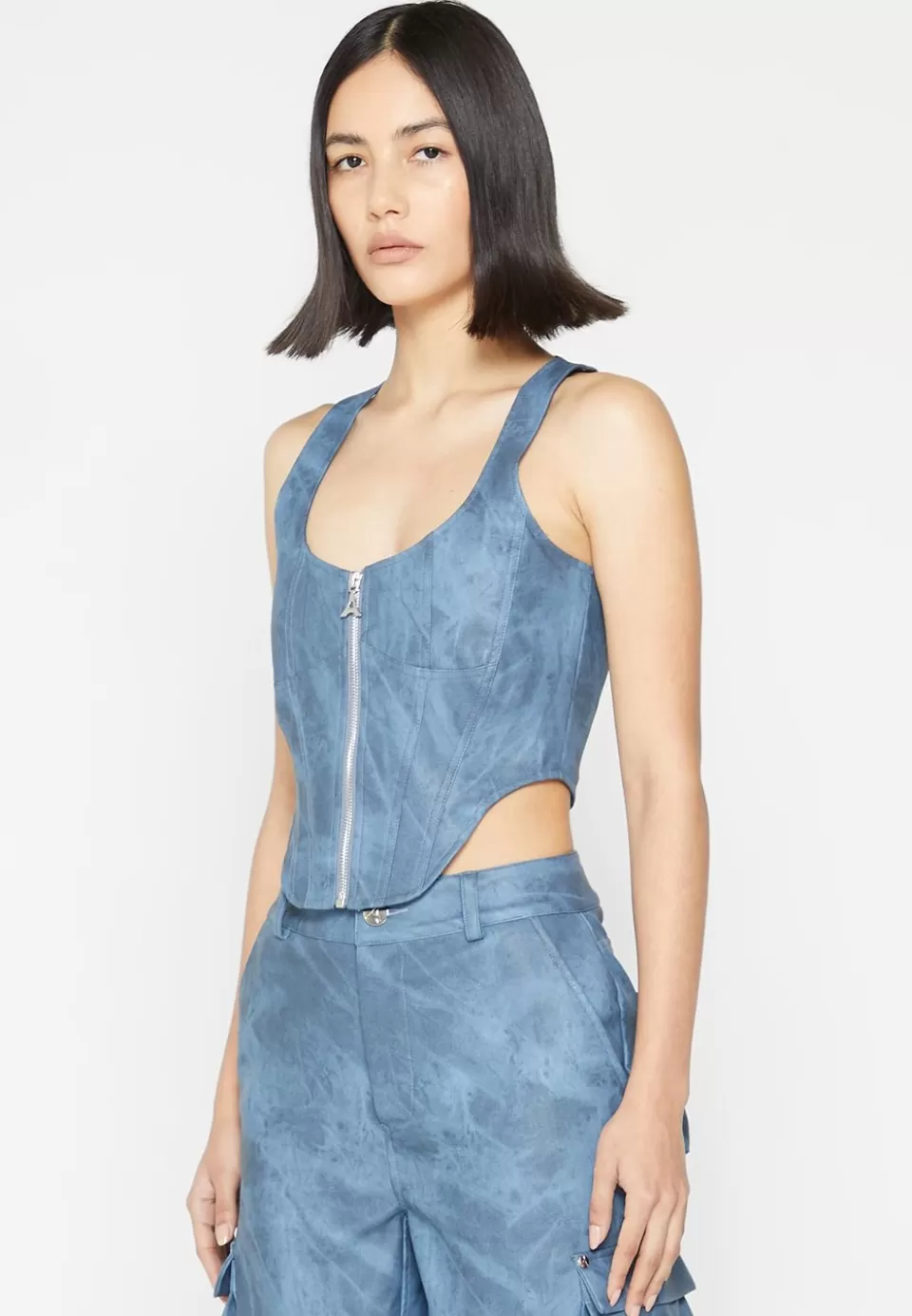 Manière De Voir Vintage Marble Leather Corset Top - Washed>Woman Matching Sets