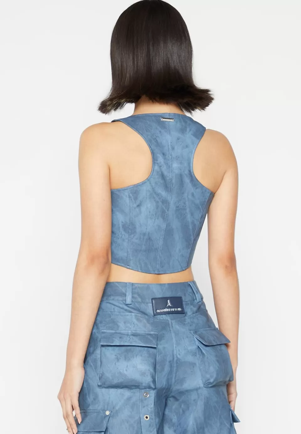 Manière De Voir Vintage Marble Leather Corset Top - Washed>Woman Matching Sets