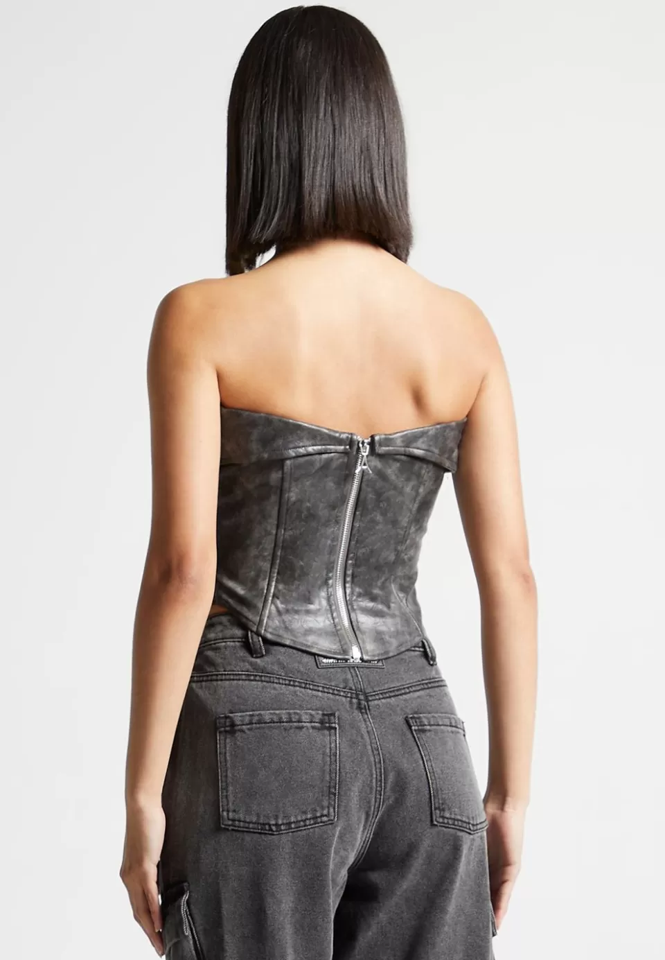 Manière De Voir Vintage Vegan Leather Biker Corset>Woman Tops & T Shirts