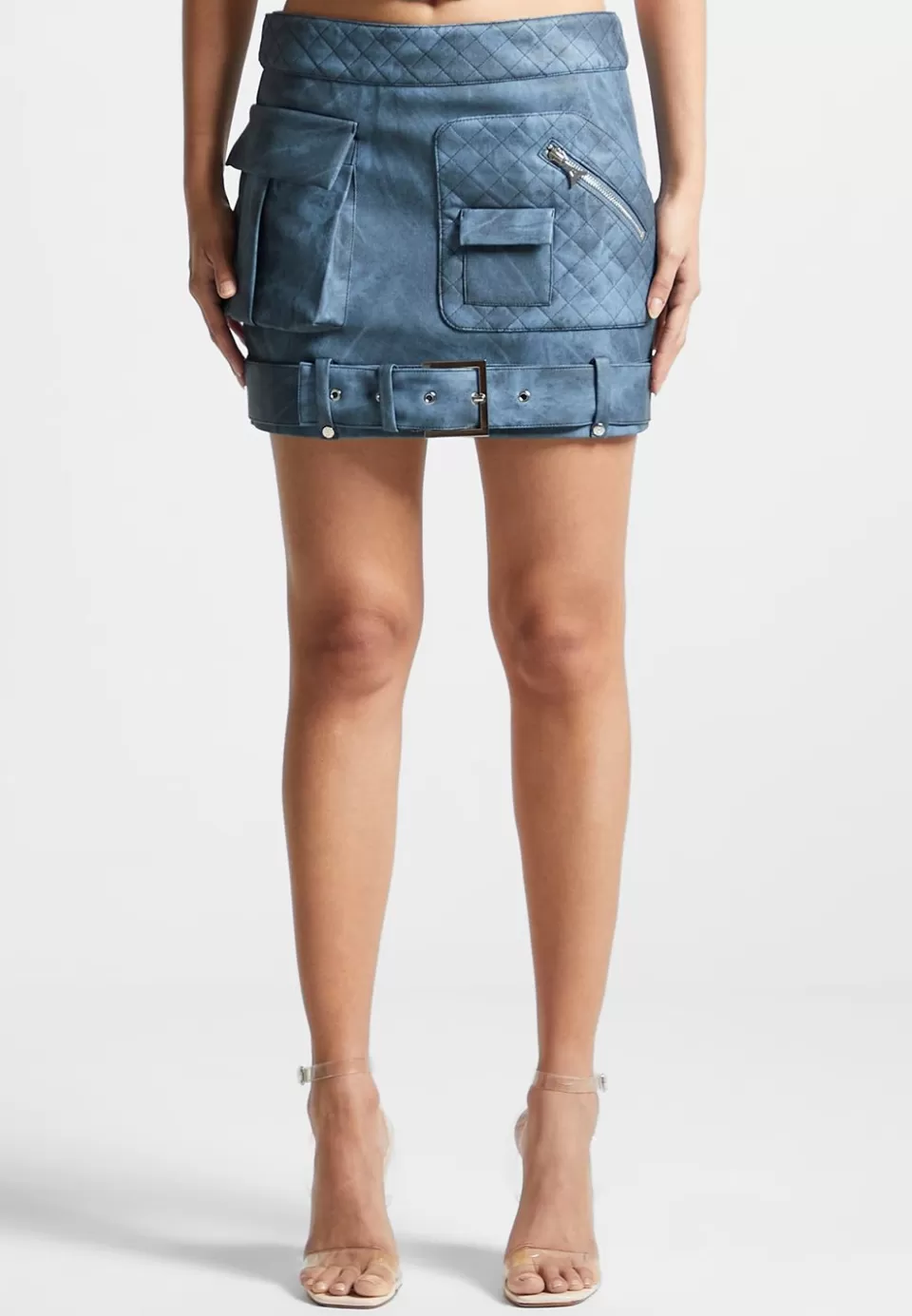 Manière De Voir Vintage Vegan Leather Cargo Mini Skirt>Woman Skirts