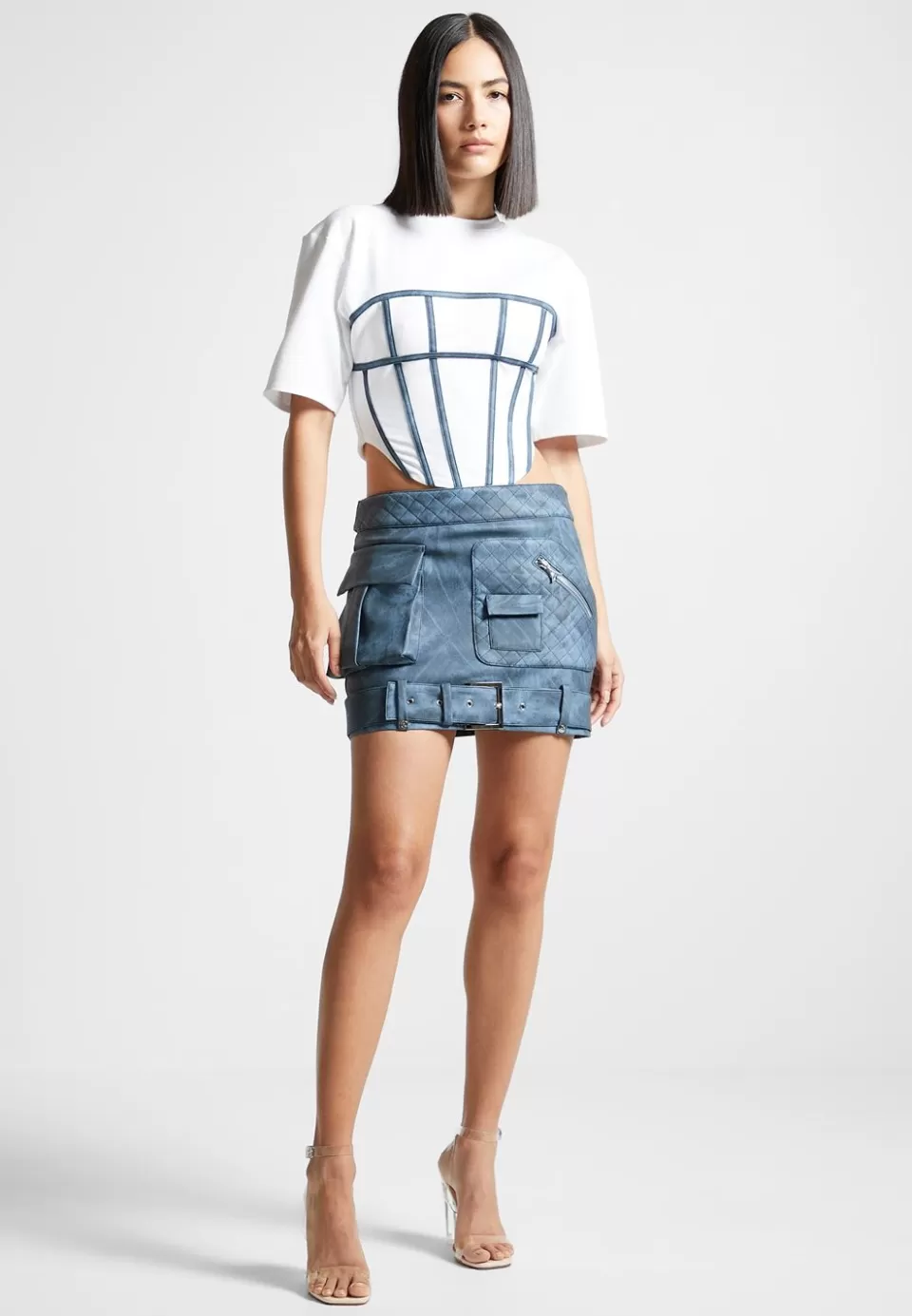 Manière De Voir Vintage Vegan Leather Cargo Mini Skirt>Woman Skirts