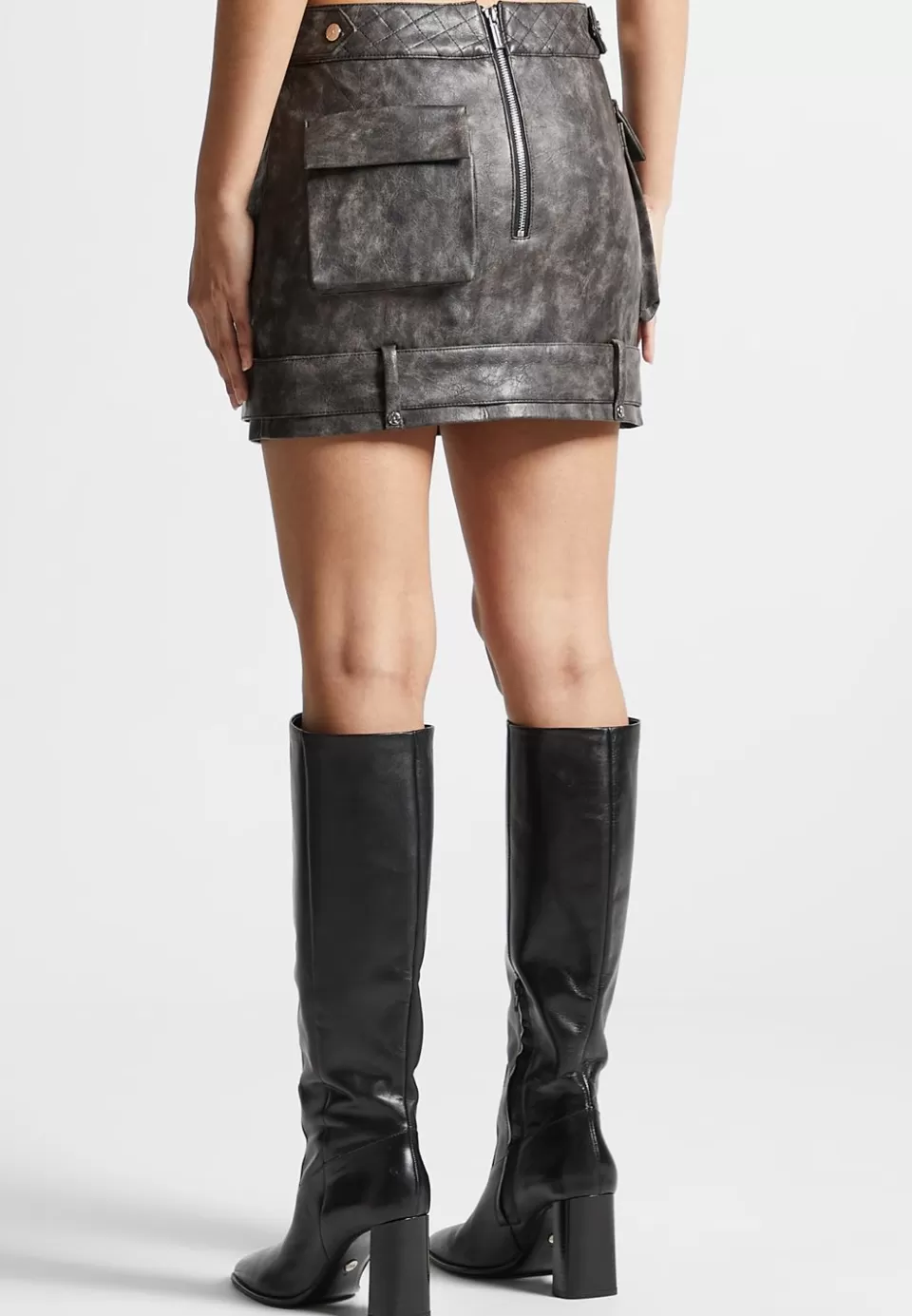 Manière De Voir Vintage Vegan Leather Cargo Mini Skirt>Woman Skirts