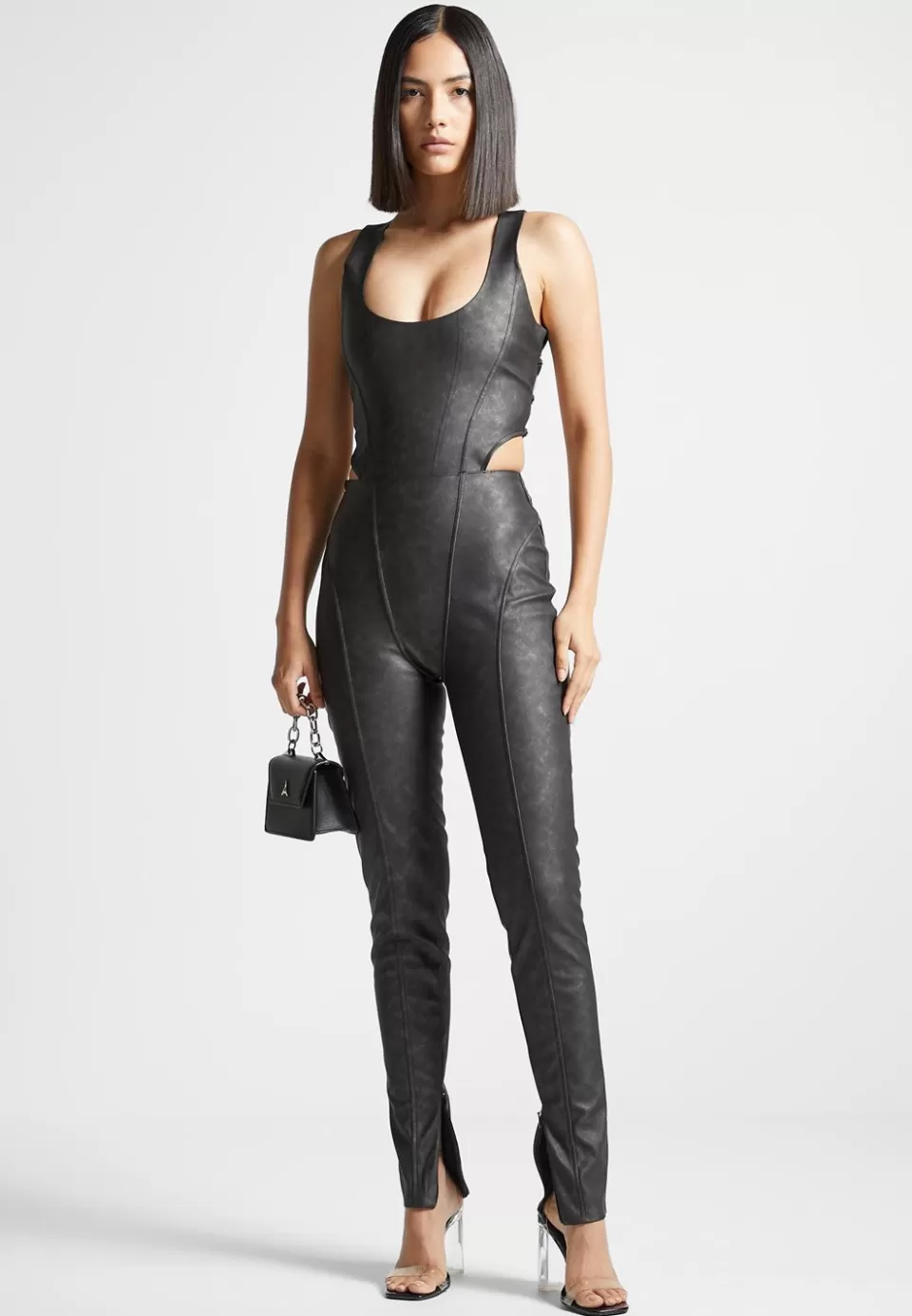 Manière De Voir Vintage Vegan Leather Corset Jumpsuit>Woman Jumpsuits & Playsuits