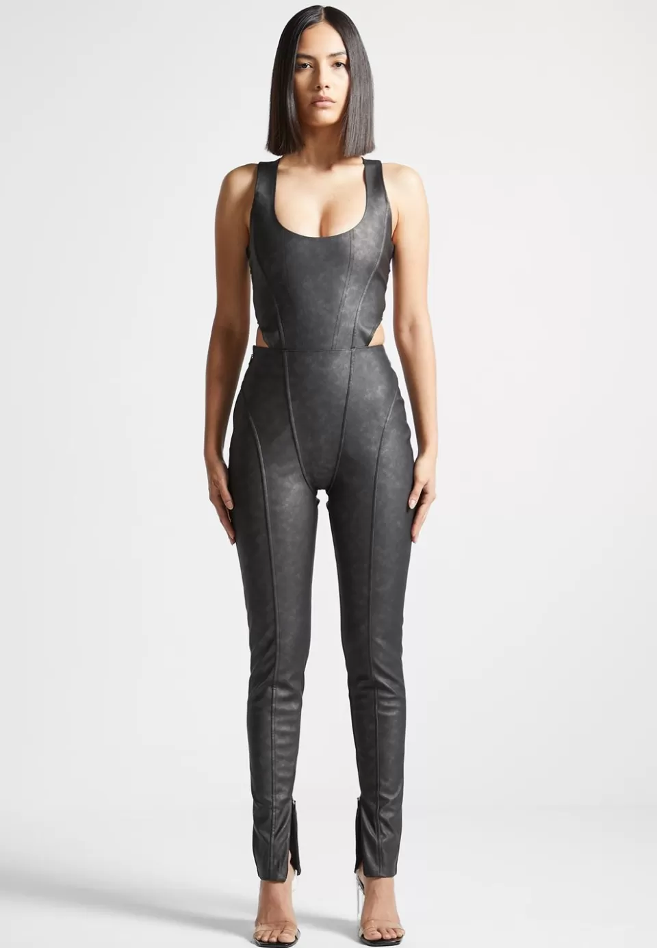 Manière De Voir Vintage Vegan Leather Corset Jumpsuit>Woman Jumpsuits & Playsuits