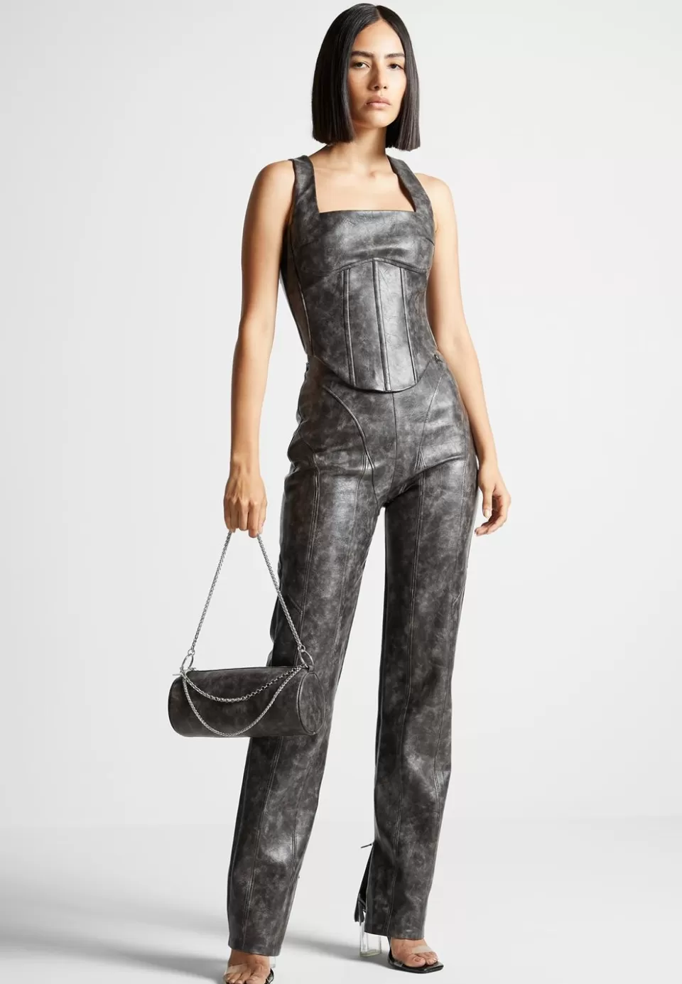 Manière De Voir Vintage Vegan Leather Corset Top>Woman Tops & T Shirts