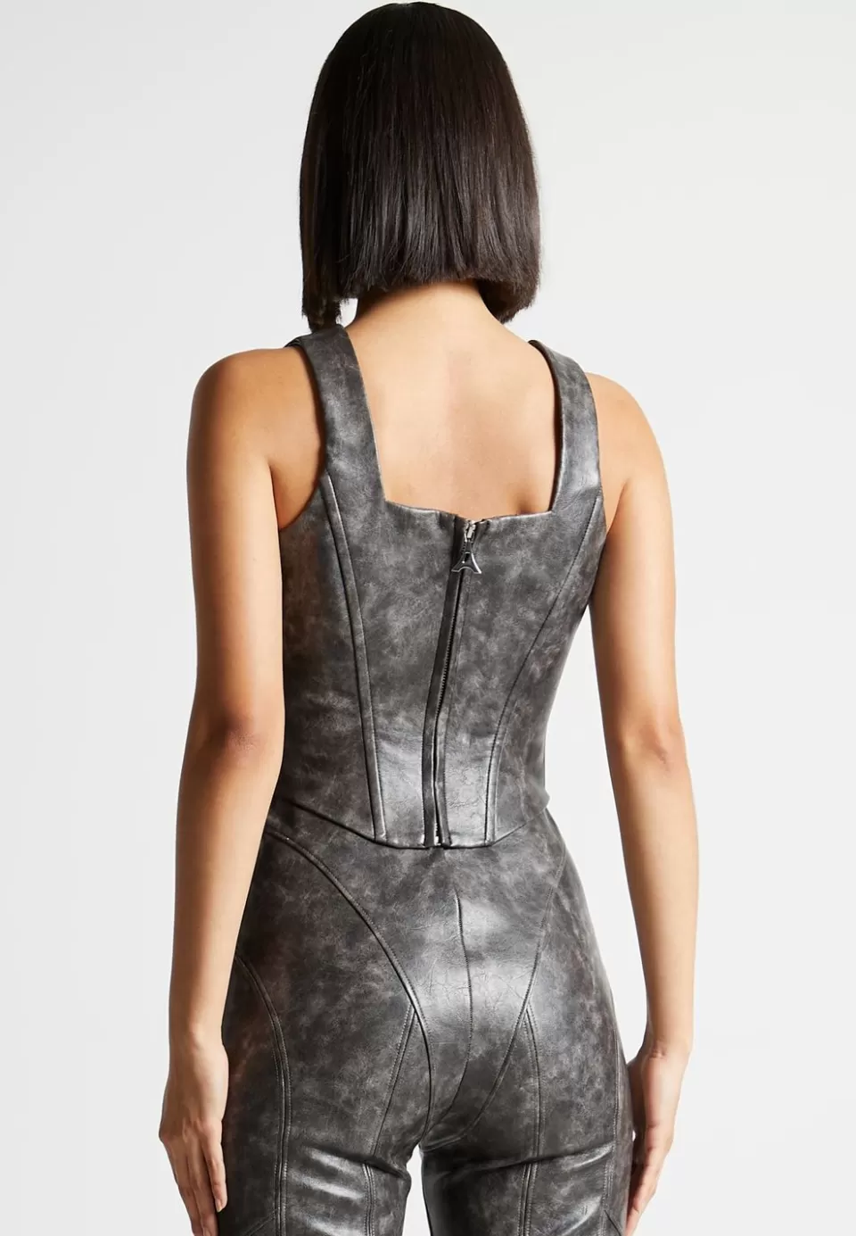 Manière De Voir Vintage Vegan Leather Corset Top>Woman Tops & T Shirts